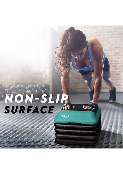 16''X16'' Adjustable High Step Aerobic Platform With 4 Risers, Height-Adjustable 4''-6''-8''-10''-12'' Step Aerobics Platform For Home Gym Exercise Fitness Workout' fırsatları