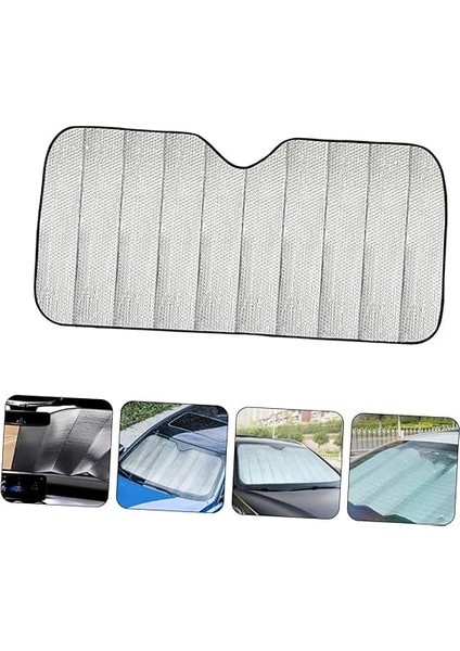 Katlanabilir Araç Ön Cam Güneşlik, Uv Koruyucu, Universal Boy Oto Güneşlik, Katlanabilir Dışı Metalize, 130X60 cm modelleri
