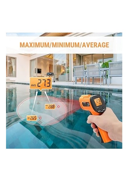 TP30 Yüksek Hassasiyetli Profesyonel Kızılötesi Termometre, -50°c Ila 550°C (-58°f Ila 1022°F) Ayarlanabilir Emisiviteli Dijital Lazer Termometre (Vücut Kullanımı Için Değildir) fırsatları