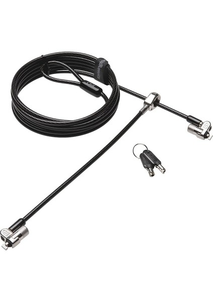 K65048WW Microsaver 2.0 Twin Notebook Kilidi, T-Bar Kilit Mekanizmasi ve Karbon Çelik Kablo, 2,4 M Uzunluk