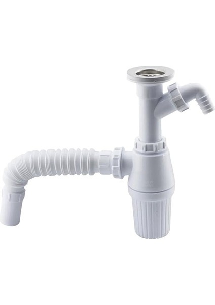 Pis Su Giderli Sökülebilir Tas'lı Çift Gider Sifon Körüklü Temizlenebilir Mutfak Banyo Lavabo Boru