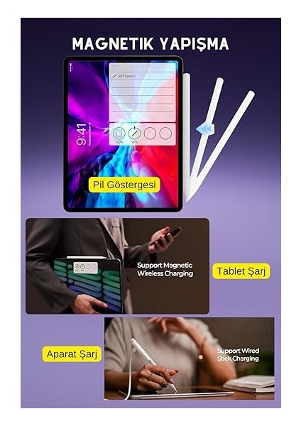 Ipad Mini 2024 7. Nesil 8.3 Uyumlu Manyetik Şarj Olabilen Bluetooth Özellikli Stylus Tablet Kalemi modelleri