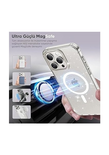 iPhone 14 Pro Max Için Magshine Serisi Magsafe ile Uyumlu Göz Alıcı ve Şık Simli Arka Tasarım Yüksek Kalite Materyal Premium Hybrid Kılıf Kapak (Şeffaf, 14 Pro Max) indirimleri