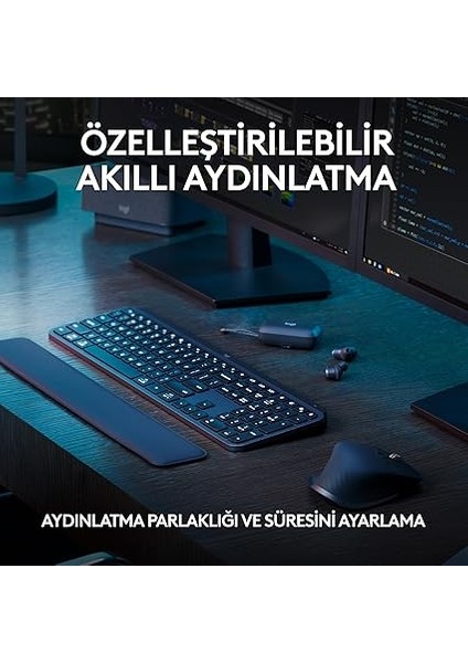 Mx Keys S Kablosuz Klavye, Düşük Profil, Akıcı Hassas Sessiz Yazma, Programlanabilir Tuşlar, Arkadan Aydınlatma, Bluetooth, USB C Şarj Edilebilir, Windows, Linux, Chrome, Mac, Türkçe Q, Siyah fırsatları