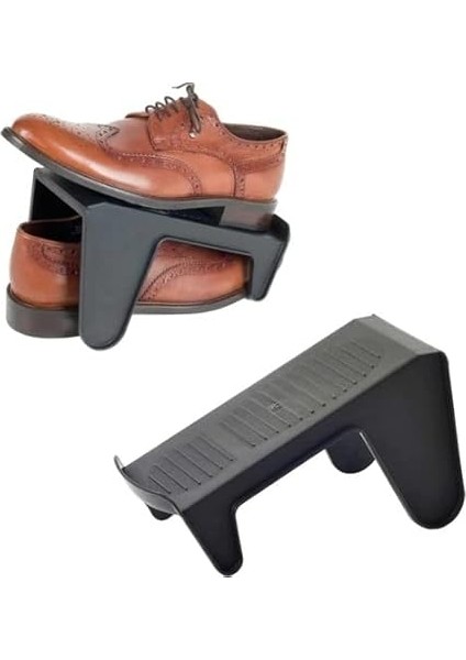 Dolap Içi Dışı Ayakkabı Düzenleyici Plastik Rampa Terlik Ekstra Saklama Istifleme Organizeri Siyah (5) modelleri