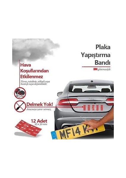 Bondit 3m Plakalık Yapıştırma Bandı Vhb Çift Taraflı Bant 12 Adet modelleri