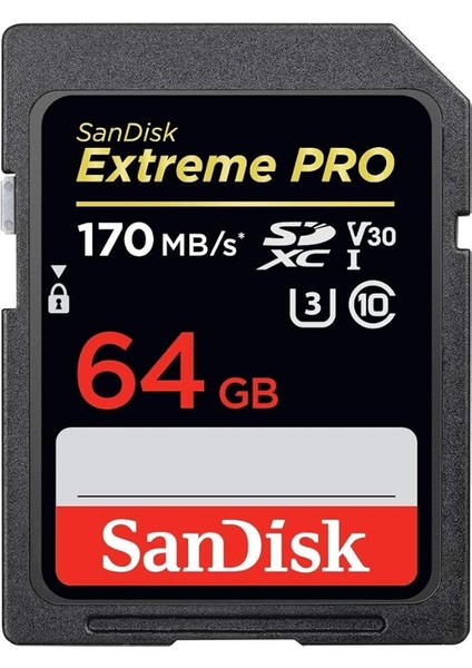 Extreme Pro Sdxc Uhs-I Hafıza Kartı 64 GB (V30, U3, 4K UHD Videolar, 170 Mb/s Okuma Hızı, Isı ve Soğuğa Dayanıklı)