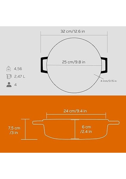 Döküm Çok Amaçlı Yayvan Tencere 24 cm Turuncu - Lv Y St 24 K2 indirimleri