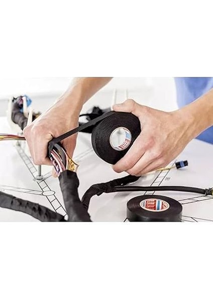 Tesa Tüylü Bant Polyester Bez Kablo Sarma Bandı 19 mm x 15 Metre Siyah fiyatları