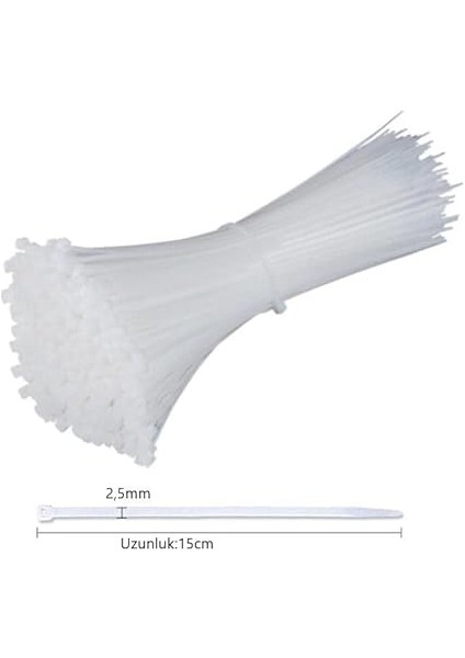 Çetsan 2, 5X150 Beyaz 15CM Kablo Bağı Cırt Kelepçe TOPLAYICI-100 Adet, Sekatech fiyatları