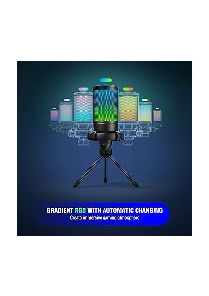 Pc Oyun Mikrofonu, USB Mikrofon, Yayın Podcast Stüdyosu Için, Mikrofon Standı ve Sessize Alma Tuşlu, Ps4 Ps5 Mac Için fırsatları