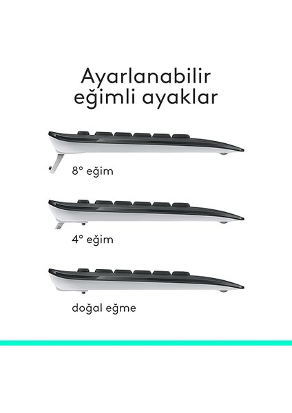 MK540 Kablosuz Klavye ve Mouse Seti, Unifying USB Alıcı, 10 M Kullanım Mesafesi, Sıvı Dökülmesine Dayanıklı, Ayarlanabilir Yükseklik, Siyah indirimleri