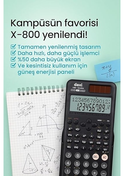 X-800 Yeni Nesil 240 Fonksiyonlu Bilimsel Hesap Makinesi (Siyah) fiyatları