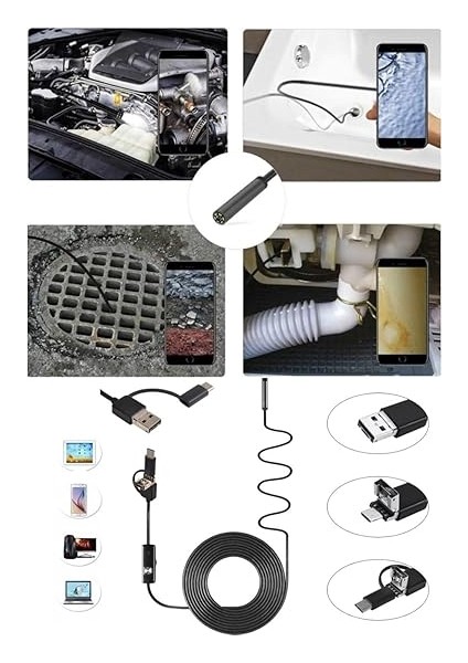 Endoskop Kamera Arama Motor Içi Su Geçirmez Aralara Girebilen Tesisat Kamerası (10 Metre) modelleri