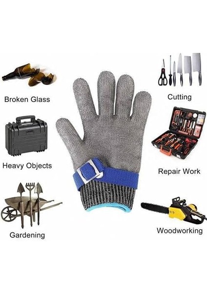 Kasap Eldiveni Kesilmez Çelik Eldiven Paslanmaz Metal Tel Hasır Örgü Kesim Güvenliği Xl Beden fiyatları