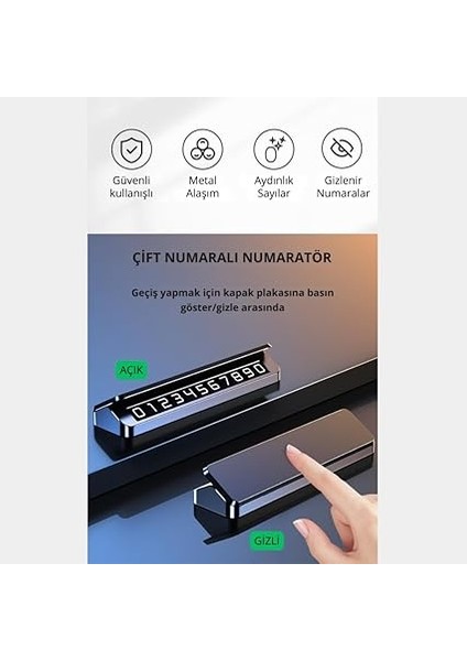 Premıum Gizlenebilir Çift Taraflı Alüminyum Araç Park Telefon Numaratörü Geçici Park Numaratör modelleri