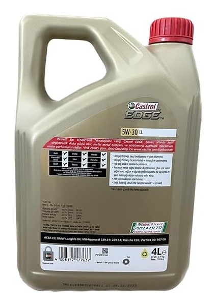 Edge 5W-30 Ll 4 Litre 2025 Ü.t fırsatları