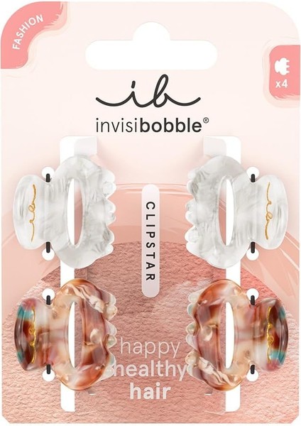 Clipstar Petit Bijoux S Saç Tokası Seti, 4 Zarif Saç Tokası Nötr Renklerde, Hairlovetech ile Nazik Tutuş, Sağlıklı Saçlar Için Stil ve Bakım