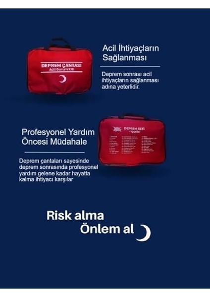 Deprem Çantası, 60 Çeşit Ürün, 102 Parça Malzeme, Acil Durum Kiti modelleri