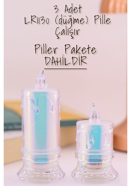 Adet LED Mum Simli Tipi Pil Dahil Dumansız Alev Ledli Yapay Dekoratif Mum Işığı PT421-23 fırsatları