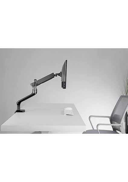 Monitör Tutucu - Masa Kelepçesi - Tekli Montaj - Gazlı Amortisör - Entegre USB Bağlantı Noktaları - 32 Inçe Kadar - Uzay Grisi modelleri