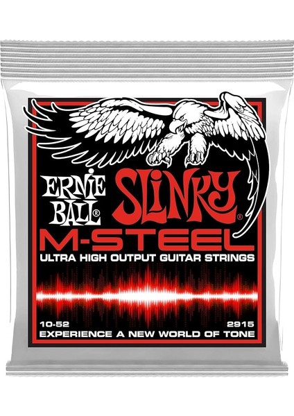 Ball P02915 Sıska Üst Ağır Alt Slinky M-Çelik Elektro Gitar Telleri, Ölçü 10-52