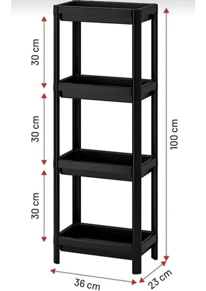 Home 4 Katlı Geçmeli Plastik Banyo ve Mutfak Organizeri, Kolay Montajlı 4 Katlı Raf, Mutfakta ve Banyoda Kullanım Için Ideal, Dayanıklı Depolama Çözümü (Siyah) fiyatları