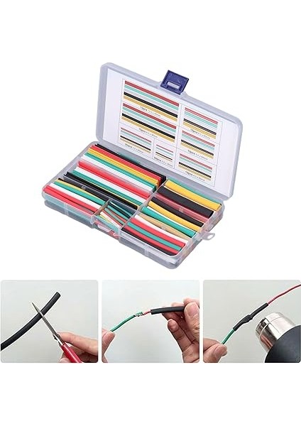 140 Adet Isıyla Daralan Makaron Kiti Isıyla Daralan Makaron Dıy Elektrik Kablosu Çeşitli Boru indirimleri