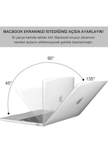 MacBook Air 13.3" 2018-2022 Arası M1 Çip ile Uyumlu Şeffaf Dayanıklı Koruyucu Kılıf, Ultra Ince Kabuk Koruma Sert Kapak A1932 A2174 A2179 A2337 fırsatları