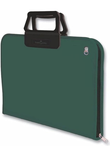 Proje Çantası Koyu Yeşil, 38X55 Cm, Askılı Taşıma, Kalemlikli, Sert Kapaklı, El Yormayan Ergonomik Kulp