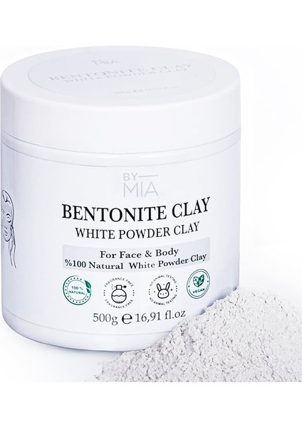 Mıa Yüz ve Vücut Bentonit KILI%100 Natural Doğal Beyaz Toz Kil 500 gr