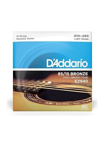 EZ940 Akustik Gitar Tel Seti, 12 Telli, 85/15 Bronze, Li fiyatları