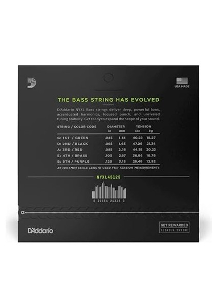 NYXL45125 Bas Gitar Tel Seti, Nyxl Serisi, Long Scale, 5 Tel modelleri