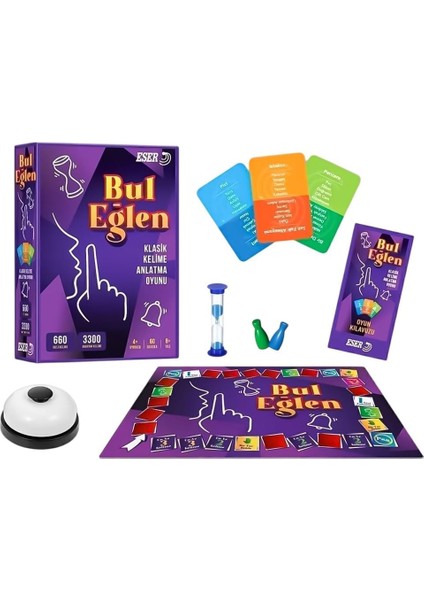 Eğlen Kutu Oyunu | Yerli Tabu Tarzı Kelime Anlatma Oyunu | 165 Kart, 660 Gizli Kelime | 9+ Yaş Eğlenceli Grup ve Aile Oyunu | Türkçe | Uyarı Zili, Kum Saati Dahil