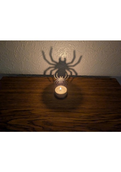 Cadılar Bayramı Minik LED Mumluk 12CM Örümcek