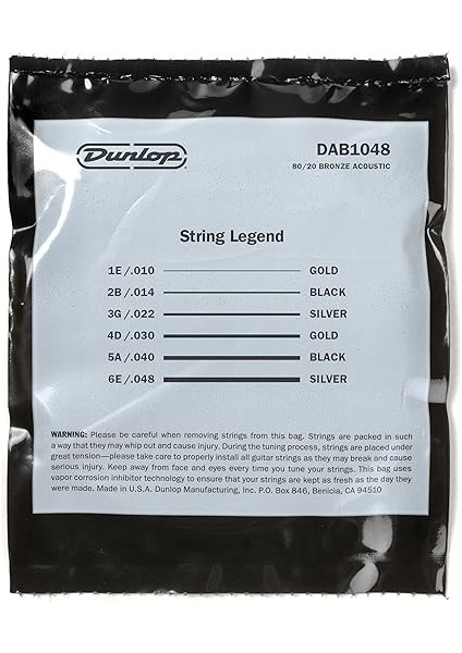 Dunlop DAB1048 Extra Light 80/20 Bronze Akustik Gitar Tel Seti (10-48) modelleri