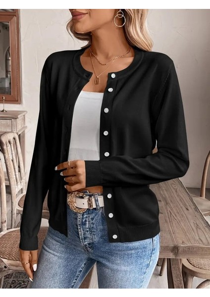 Eyesof Kadın Uzun Kollu Önden Düğmeli Triko Ceket fırsatları