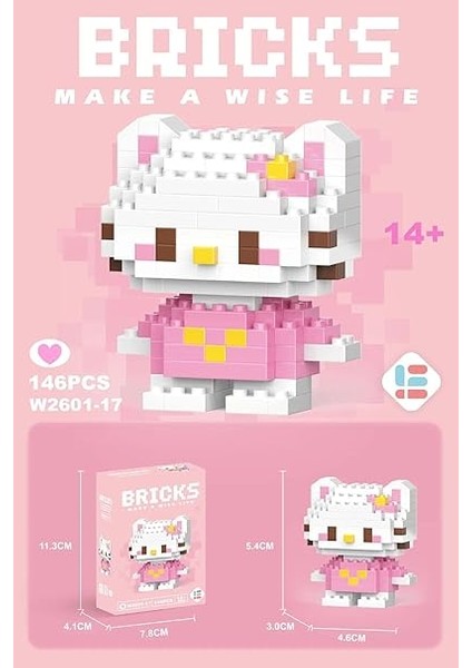 Pembe Hello Kitty Yap Boz 3D Puzzle Mini LEGO fiyatları