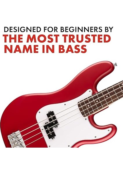 Squier Debut Serisi Precision Bass Elektro Gitar, Yeni Başlayanlar Için Gitar, Saten Dakota Kırmızısı fırsatları
