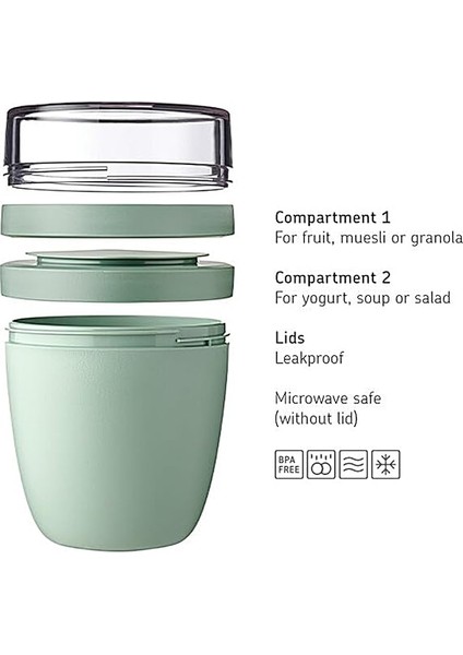 - Ellipse Yemek Kabı, Pratik Müsli Bardağı, Yoğurt Bardağı, To Go Bardağı, Derin Dondurucu, Mikrodalga Fırın ve Bulaşık Makinesi Için Uygundur - 500 ml - Nordic Sage modelleri