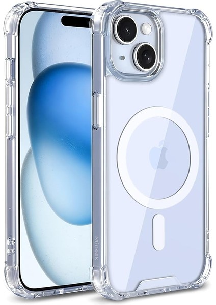 iPhone 13-14 Için Magshield Serisi Magsafe ile Uyumlu Köşe Korumalı Şeffaf Hybrid Kılıf Ultra Güçlü Manyetik Çember ve Kristal Berraklığında Materyal Premium Kalite Kılıf (13-14)