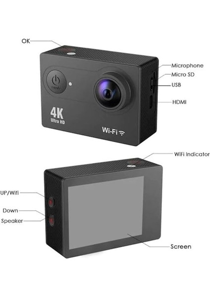 Wifi Li Aksiyon Kamera 4K Ultra Hd 1080P Spor Dalış Motorsiklet Kask Kayak Doğa Avcı Kamerası Mavi 4K modelleri