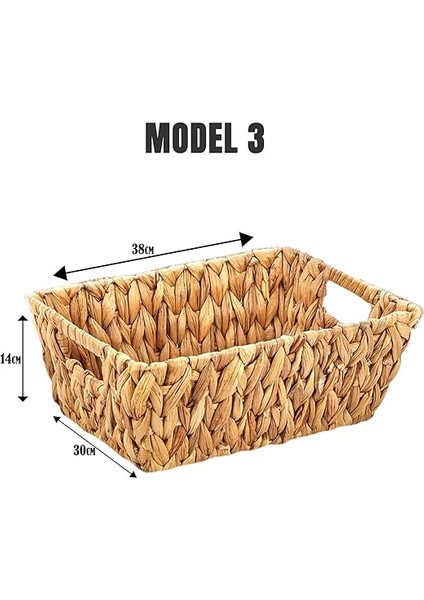 El Yapımı Hasır Dikdörtgen Dekoratif Sepet, Hasır Dikdörtgen Dekoratif Tepsi 3 Model Seçenekli (38 * 30 * 14CM) (Büyük) fiyatları