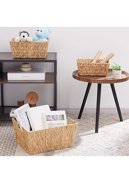 El Yapımı Hasır Dikdörtgen Dekoratif Sepet, Hasır Dikdörtgen Dekoratif Tepsi 3 Model Seçenekli (38 * 30 * 14CM) (Büyük) fırsatları