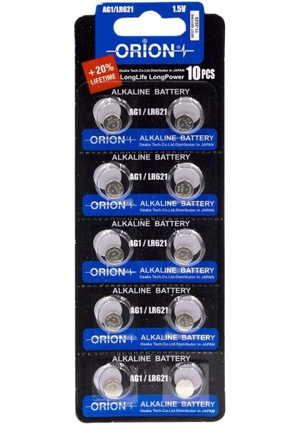 Ag1 LR621 364A 1.5V Alkalin Pil 10'lu Paket