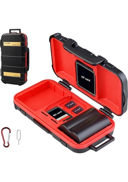 Kamera Pil Hafıza Kartı Kılıfı, Hafıza Kartı Sert Koruyucu Kılıf Profesyonel Suya Dayanıklı Darbe Önleyici Kamera Pil Kartı Saklama Kutusu 2 Kamera Pilleri Için 4 Sd Kart, 2 Cf Kart, 8 Tf