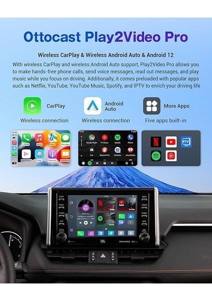 PLAY2VIDEO Pro 5 In 1 Carplay, Android Auto Netflix, Youtube, Spotify, Ip Tv, All In One Kablosuz Araç Interface (CA400S) fiyatları