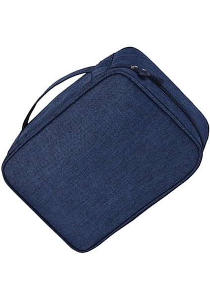 Organizatör Seyahat Çantası Fermuar Tasarımı Çok Fonksiyonlu Kablo Aksesuarları Depolama Çantası Kablo Kablosu Şarj Cihazı Sabit Kulaklık Güç Bankası (Black) (Koyu Mavi) indirimleri