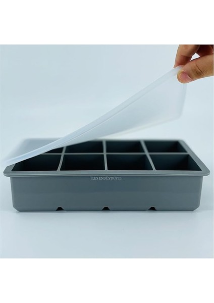 Chef Kapaklı Silikon Buz Kalıbı - Bpa Içermeyen, Viski ve Kokteyller Için Büyük Buz Kalıpları, 2 Inç Büyük Buz Küpleri Yapmak Için Kolayca Çıkarılabilen Silikon Buz Kalıbı, Gri