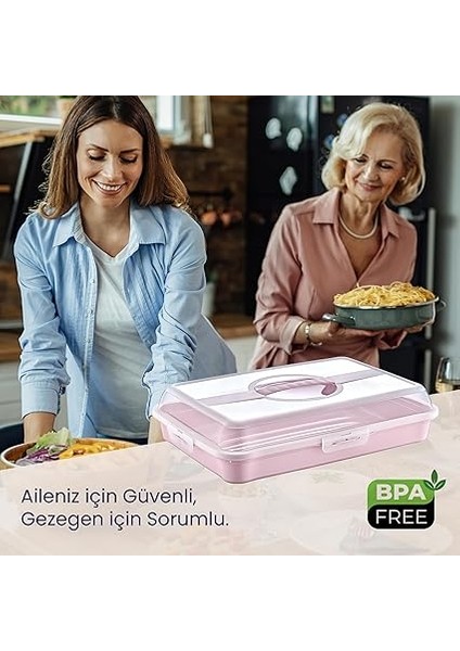 Life Dikdörtgen Börek Taşıma Kabı – Borcam Uyumlu, Sızdırmaz, Kilitli, Güvenli Taşıma ve Şık Sunum (Pembe) indirimleri